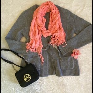 Lands’end Canvas gray cardigan sweater